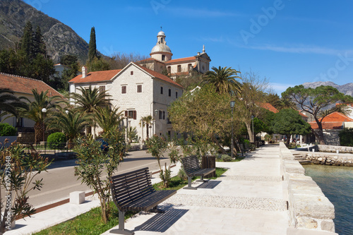 Embankment of Prcanj town. Montenegro