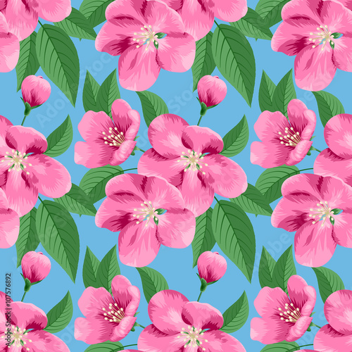 Apple blossoms seamless pattern © nonikastar