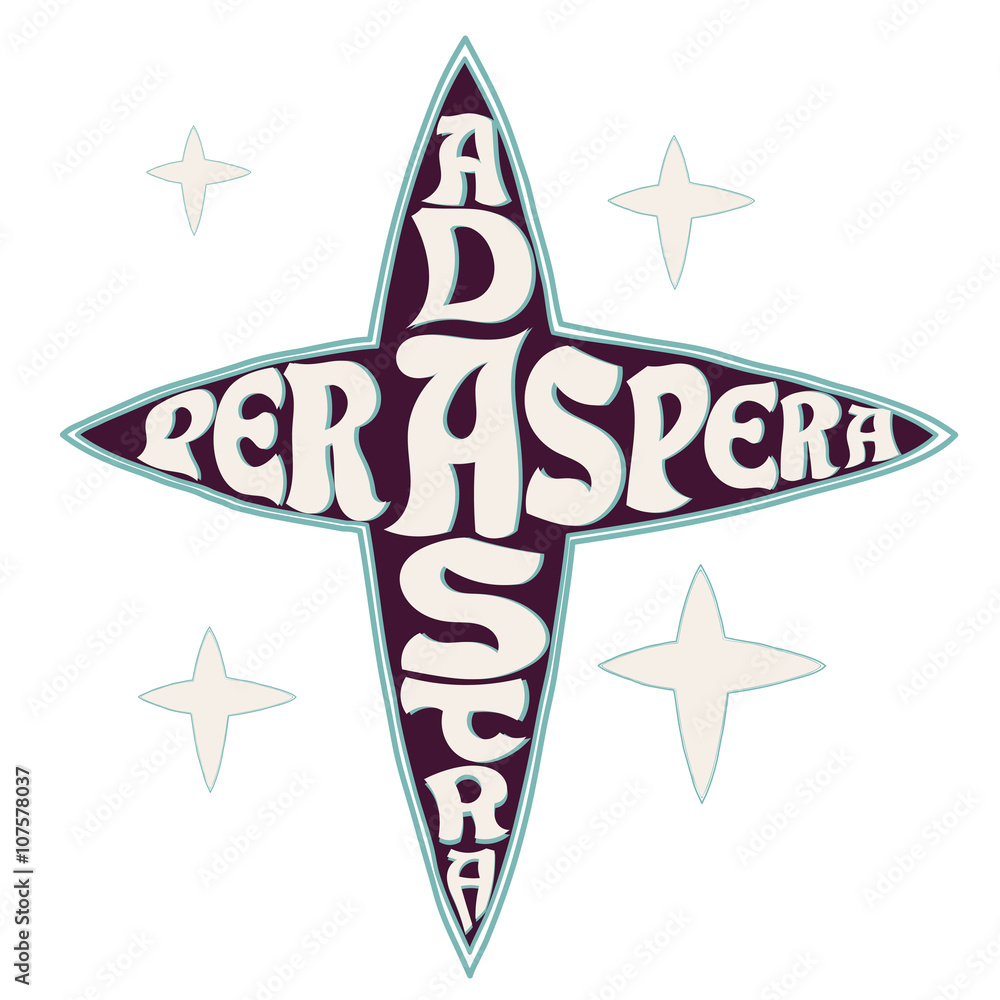 Ancient Roman proverb "Per aspera ad astra" Lettering on the bac Stock ...