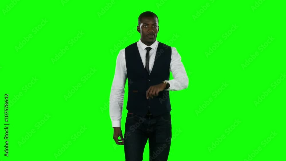 Businessman walking. Green screen. Businessman walking. Green screen.