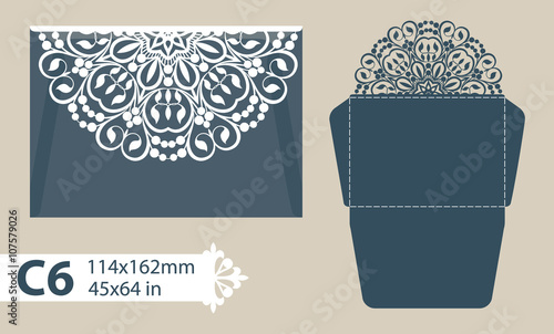 Cuadro en lienzo Template congratulatory envelope with carved openwork pattern