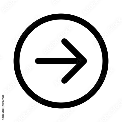 Rounded next arrow or right directional arrow line art icon for apps and websites
