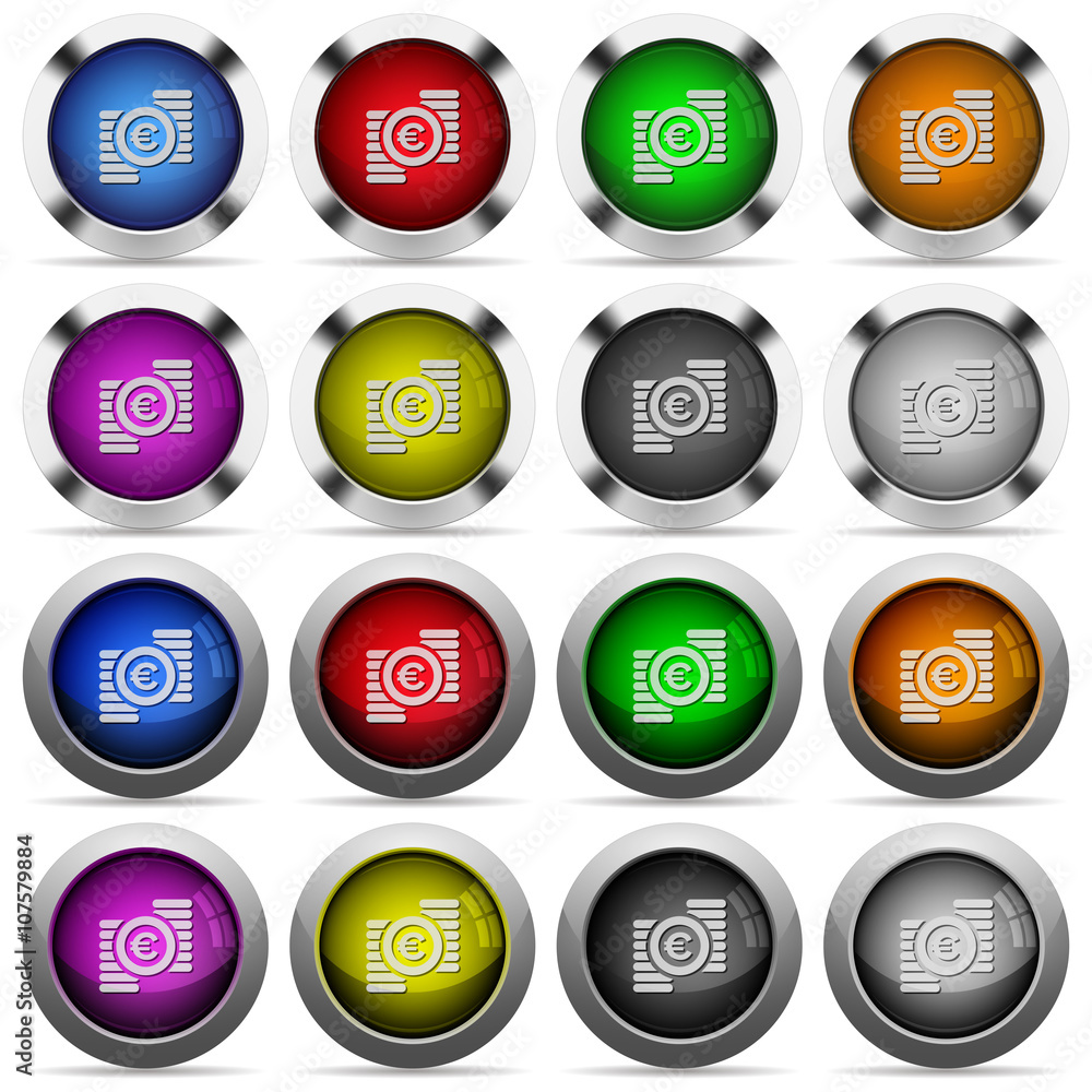 Euro coins button set Euro coins button set