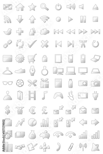 96 Icons Set Crystal White