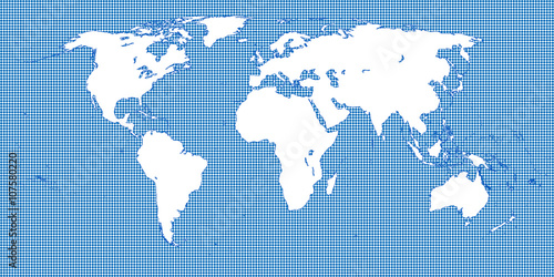 World Map Dotted Blue 2 Medium Dots