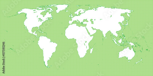 World Map Dotted Green 2 Medium Dots