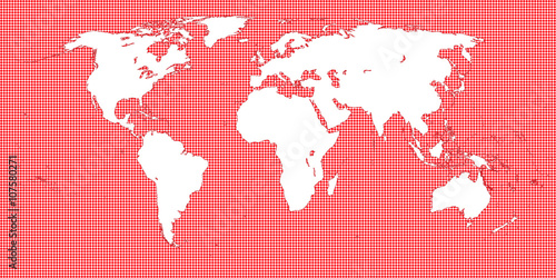 World Map Dotted Red 2 Medium Dots