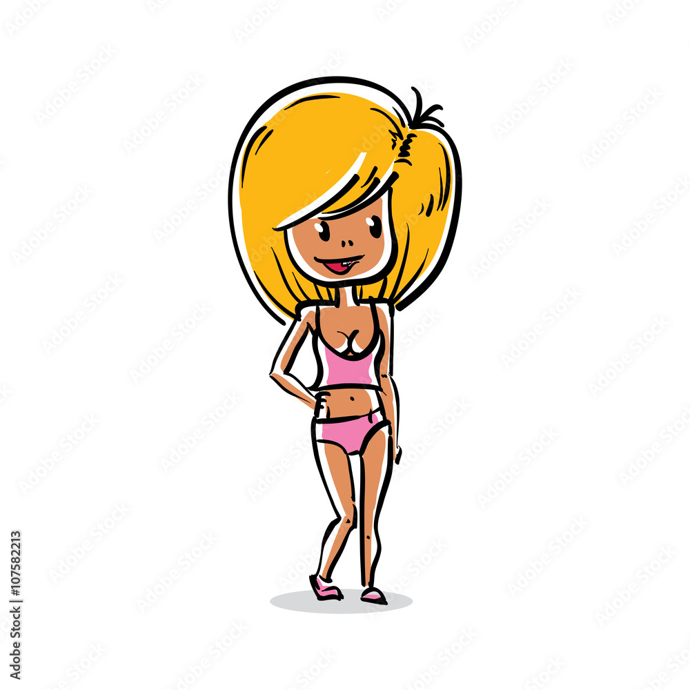 Facial expression of a blonde girl, sexy female vector cartoon Facial expression of a blonde girl, sexy female vector cartoon