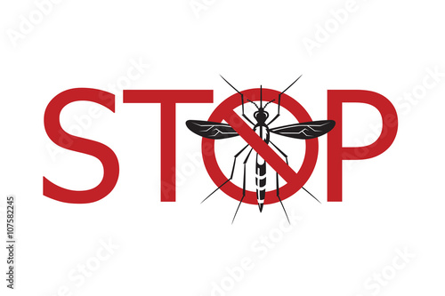 image of Zika virus alert with mosquito prohibited sign