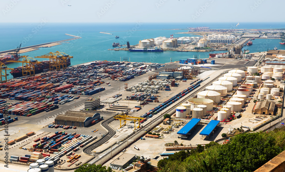 Industrial port of Barcelona in daytime