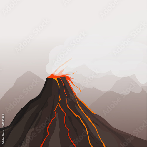 Volcano eruption. Vector illustration