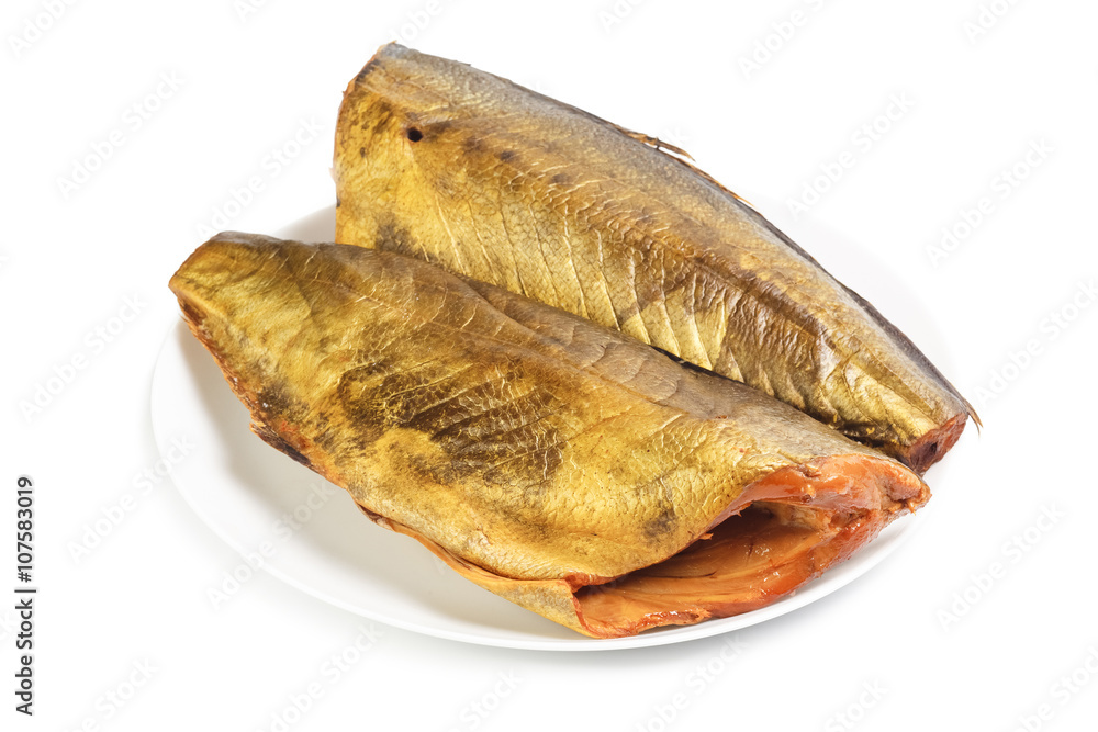 Cold smoked mackerel on plate Cold smoked mackerel on plate