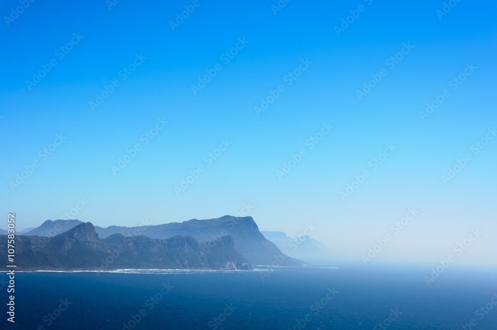 Beautiful island scenery and blue sky background