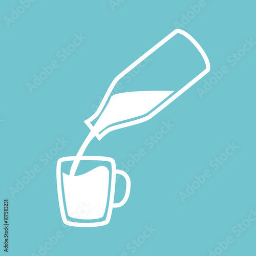 Bottle with milk and cup.