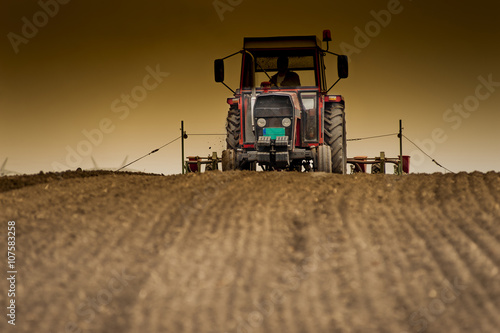 Planting soybean on field