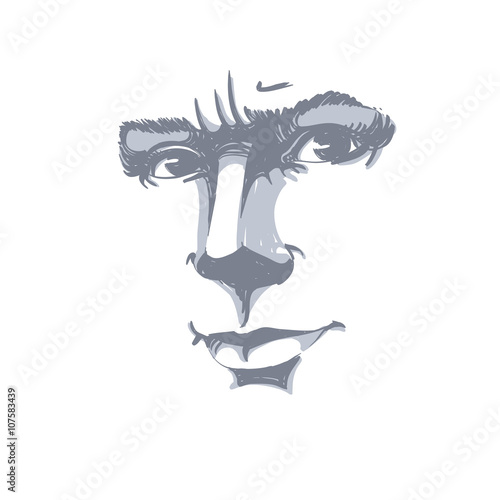 Vector portrait of irate woman, illustration of a lady
