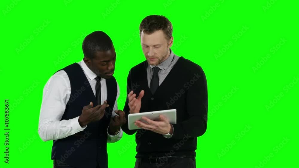 Two businessmen lose their bets. Green screen Two businessmen lose their bets. Green screen