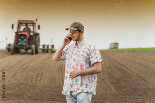 Planting soybean on field photo