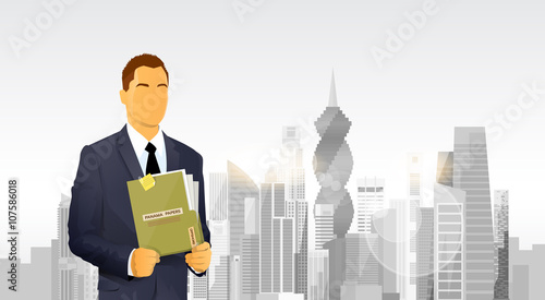 Business Man Hold Panama Papers Offshore Company