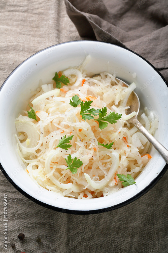 salad with pickled cabbage and carrots