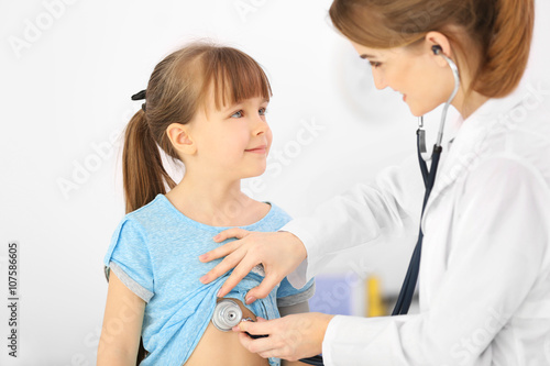 Doctor examining girl with ...