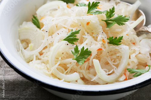 salad with sauerkraut and parsley