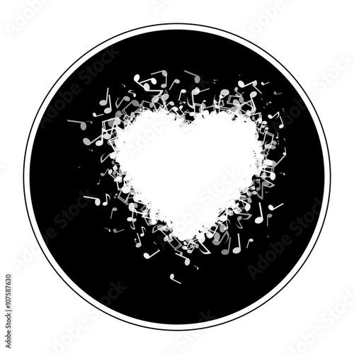 Heart made of of music notes