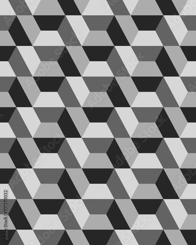 Geometric gray hexagon seamless pattern, vector