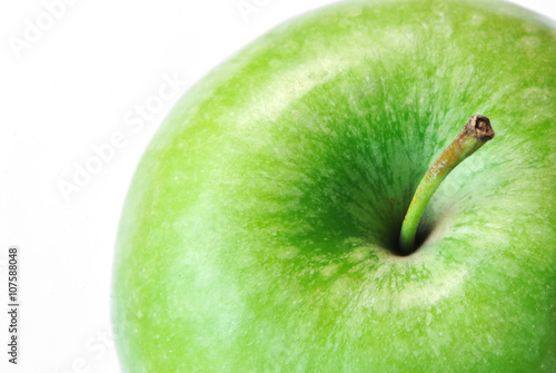 green apple close up isolated on white background