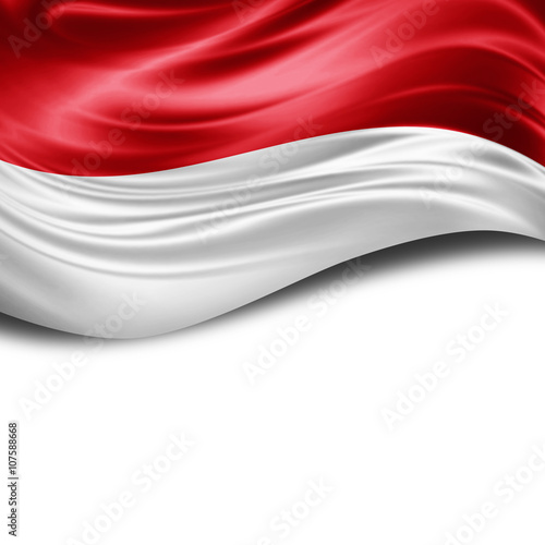 Indonesia flag of silk with copyspace for your text or images and White background