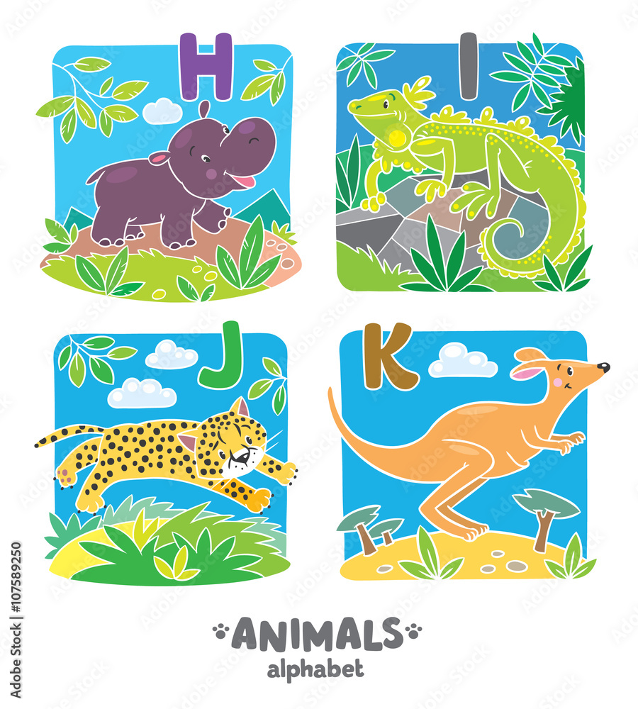 Naklejka premium Animals alphabet or ABC.