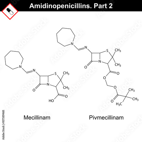 Chemical structures of amidinopenicillins