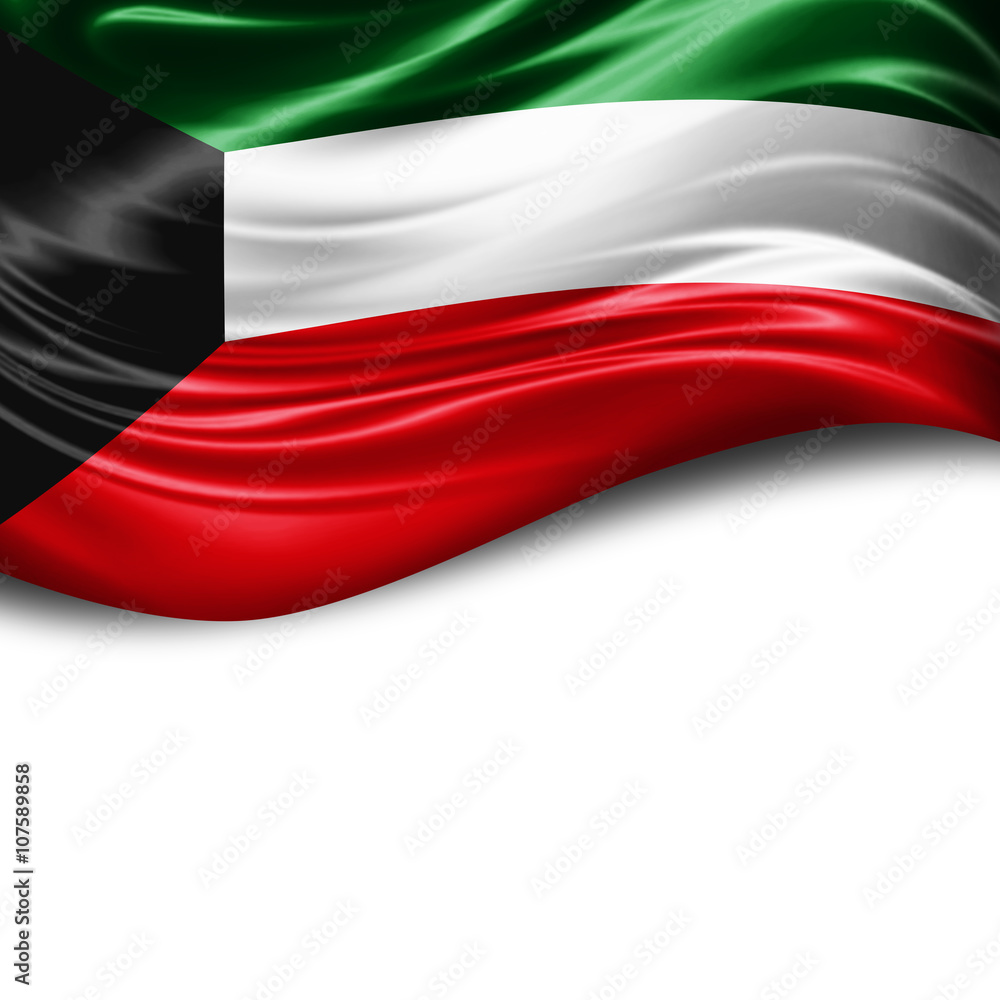 Kuwait flag of silk with copyspace for your text or images and white background Kuwait flag of silk with copyspace for your text or images and white background