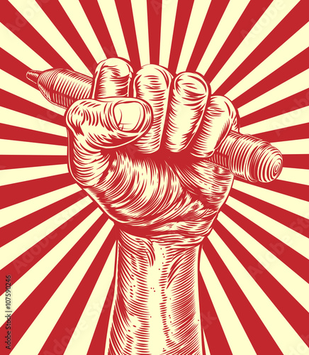 Propaganda Pencil Woodcut Hand