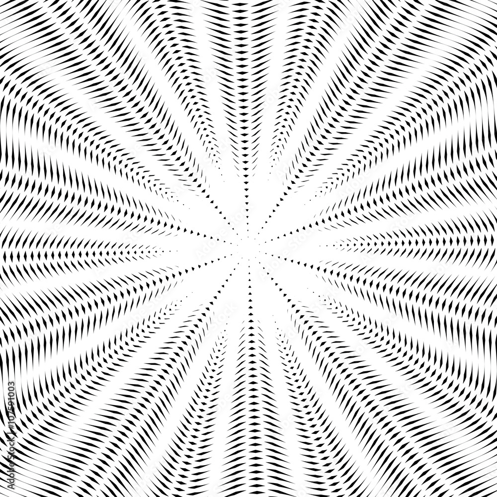 Moire pattern, op art background. Hypnotic vector backdrop