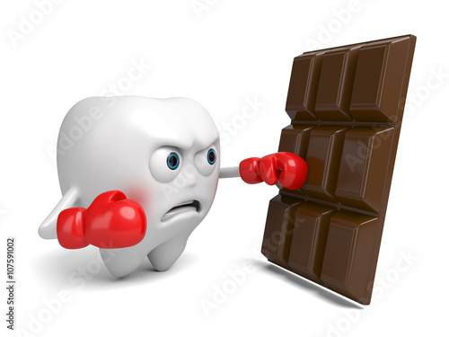 Fotografie The tooth was trying to resist the chocolate’s temptation