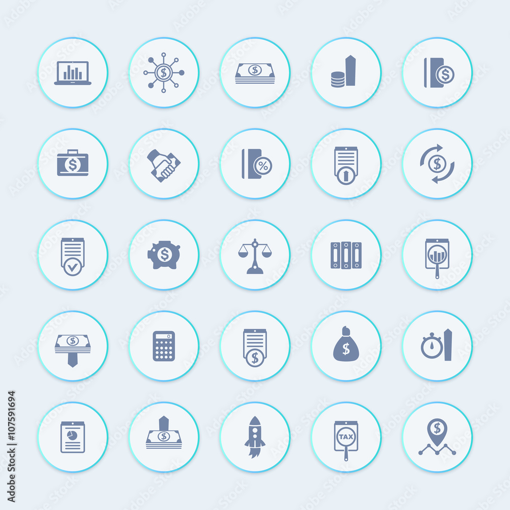 25 finance, investing icons, venture capital, shares, stocks, investor, funds, investment, income icons pack, vector illustration