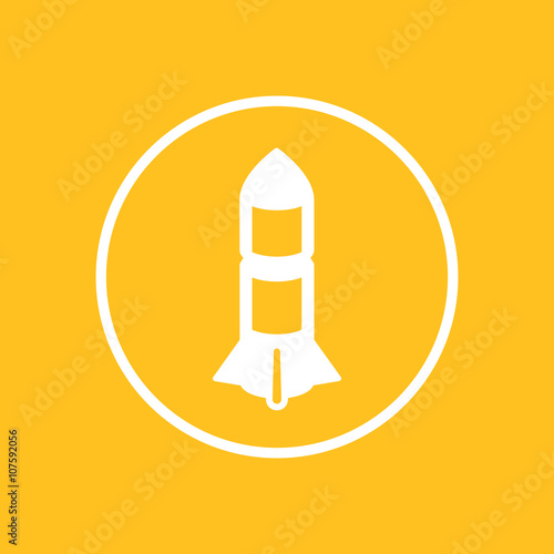 Rocket round icon, rocket launch pictogram in circle, vector illustration