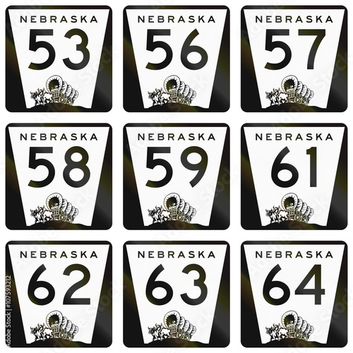 Collection of Nebraska Route shields used in the United States photo