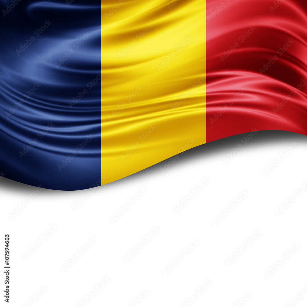Fototapeta premium Romania flag of silk with copyspace for your text or images and White background