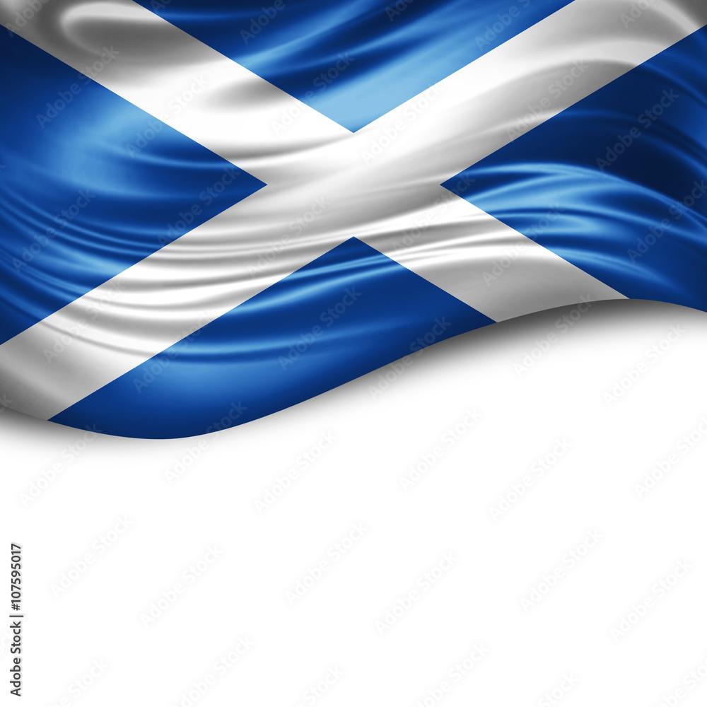 Obraz premium Scotland flag of silk with copyspace for your text or images and white background
