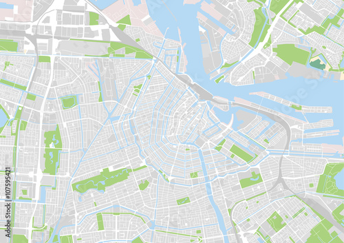 vector city map of Amsterdam, Netherlands