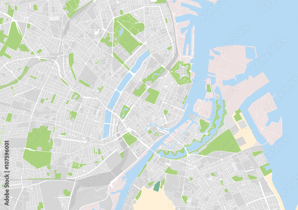vector city map of Copenhague, Denmark