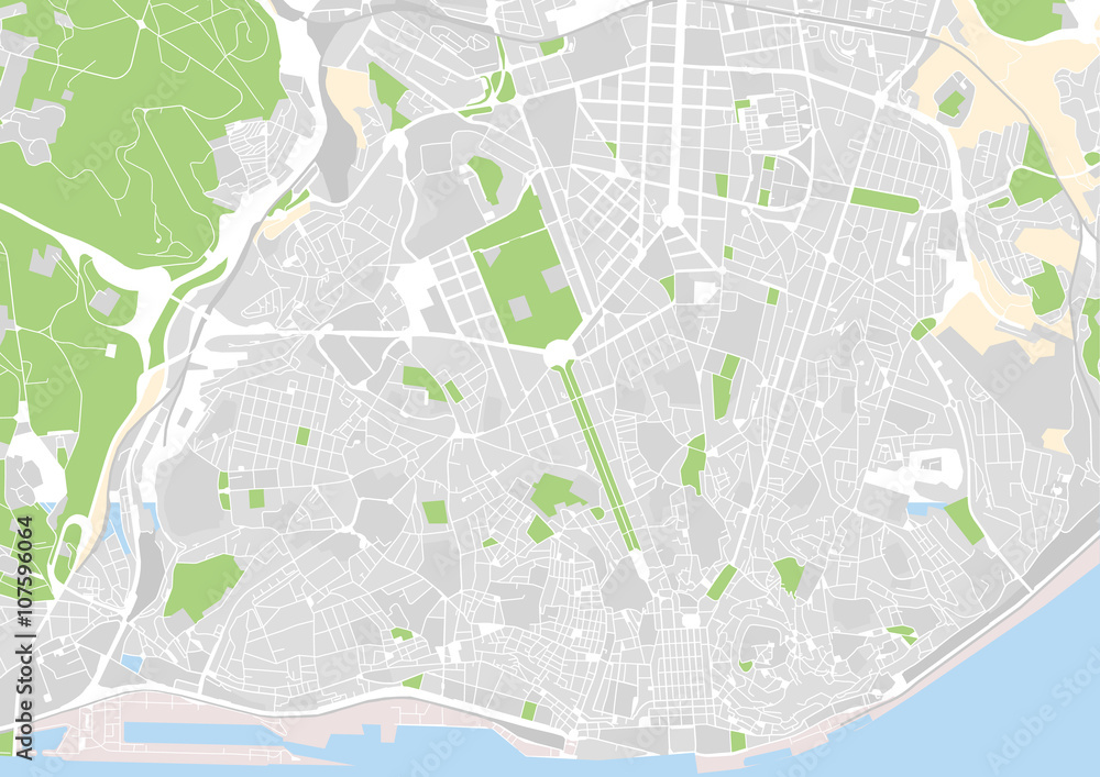 vector city map of Lisbon, Portugal