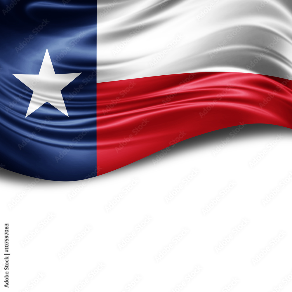 Obraz premium texas flag of silk with copyspace for your text or images and White background