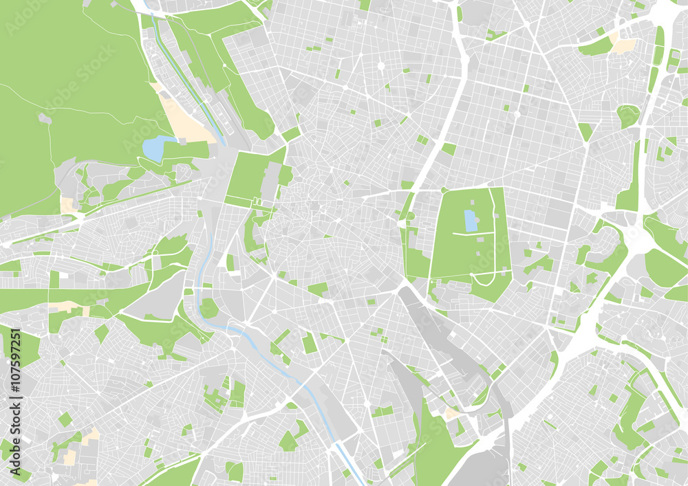 Fototapeta premium wektorowa mapa miasta Madrytu, Hiszpania