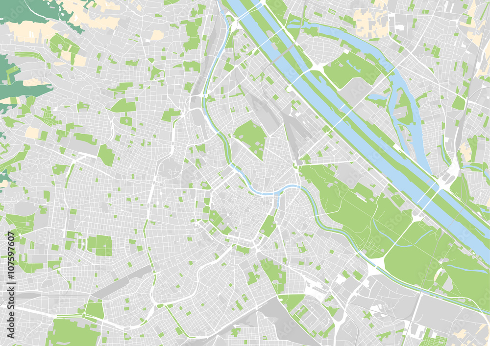 Fototapeta premium wektorowa mapa miasta Wiednia, Austria