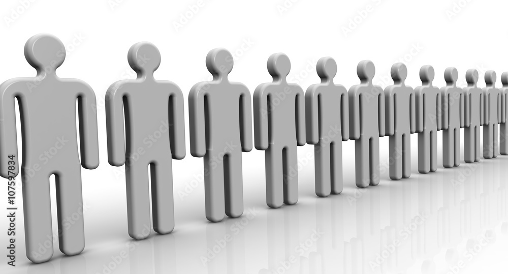 Symbols of people lined up in a row Symbols of people lined up in a row