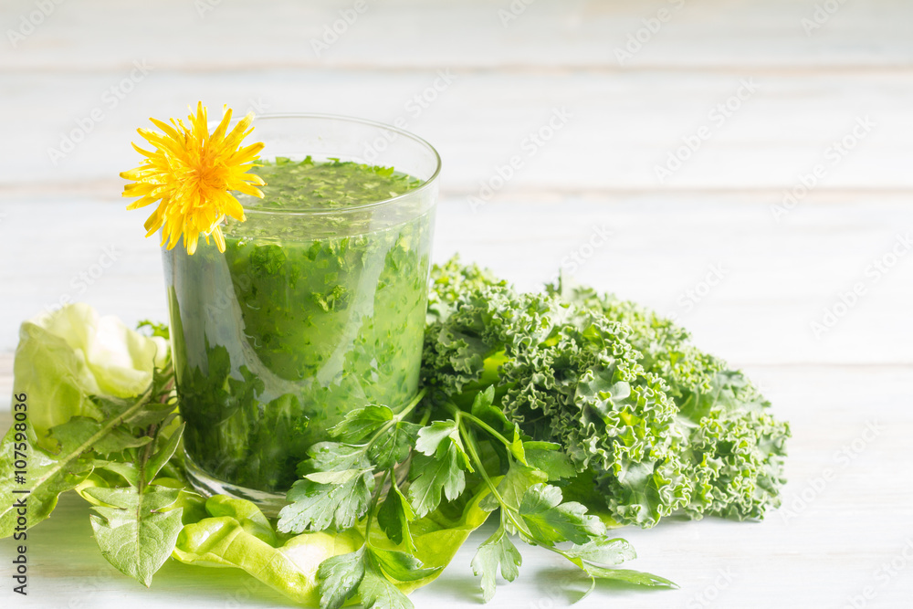 Green smoothie with dandelion healthy lifestyle concept
Green smoothie with dandelion healthy lifestyle concept