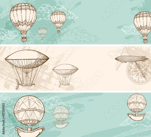 Vintage banners with air balloons